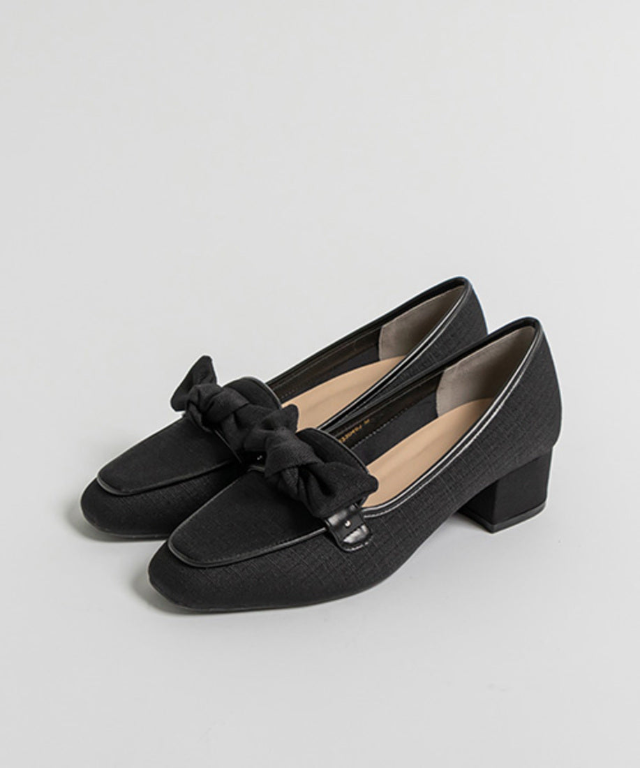 ランダ RANDA 【A de Vivre】サステナブル リボンヒールアップローファー （BLACK） BLACK