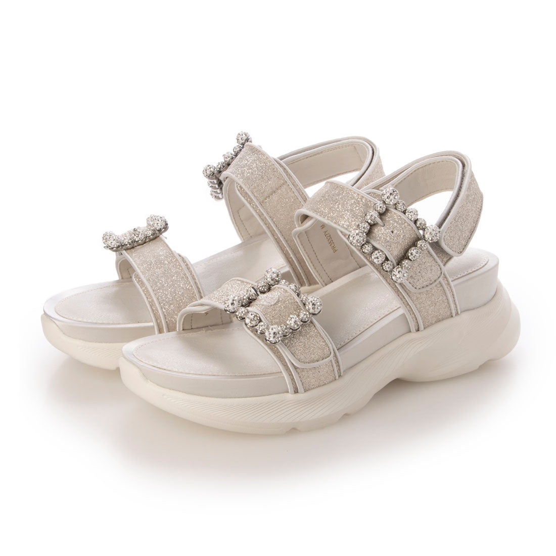 ランダ RANDA ビジューバックルグリッタースポーツサンダル （SILVER） SILVER