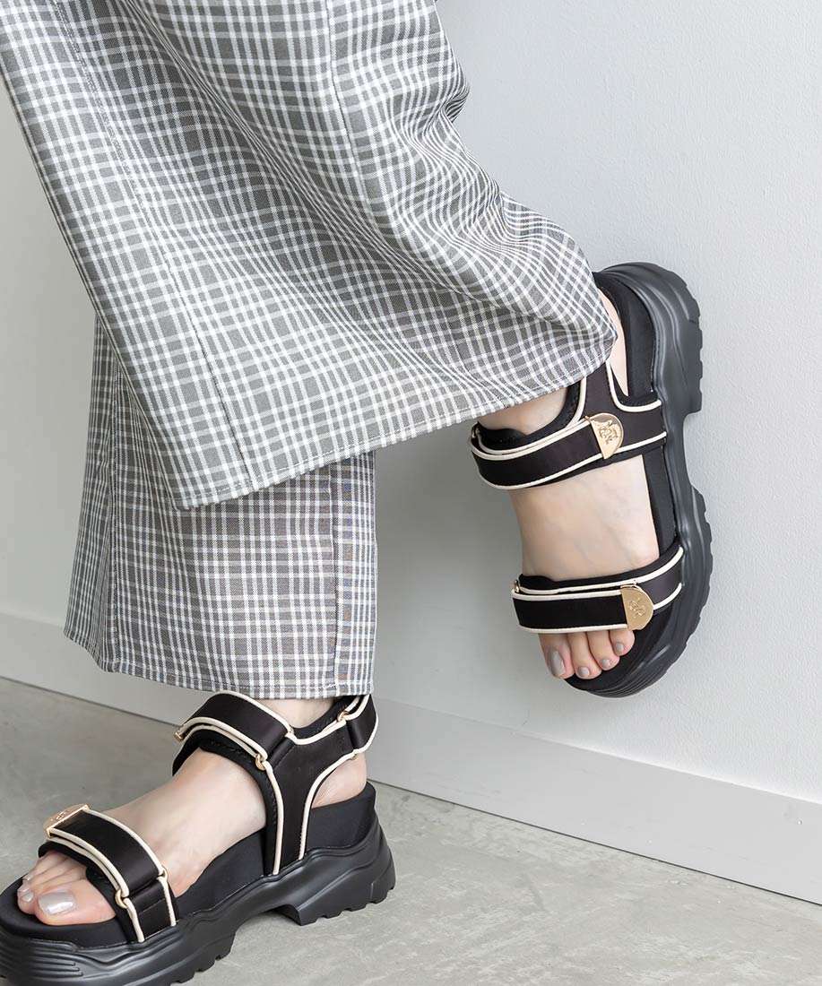 ランダ RANDA  モノグラムベルトスポーツサンダル （BLACK） BLACK