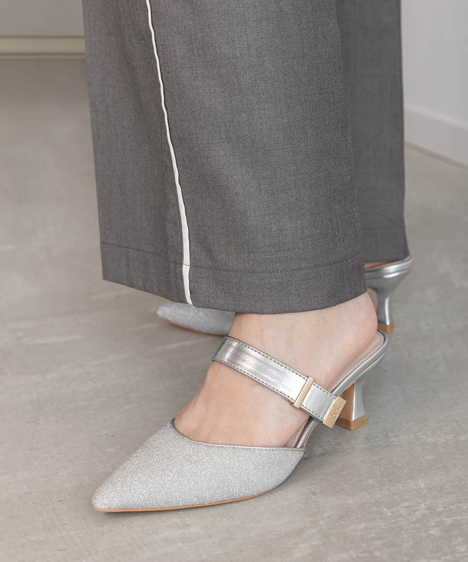 ランダ RANDAゴールドパーツミュールパンプス （SILVER） SILVER