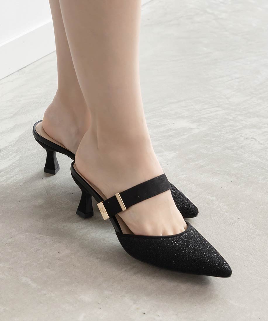 ランダ RANDAゴールドパーツミュールパンプス （BLACK） BLACK