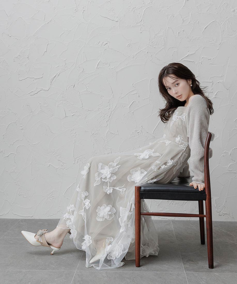 ランダ RANDA ビッグベロアリボンミュールパンプス （WHITE） WHITE