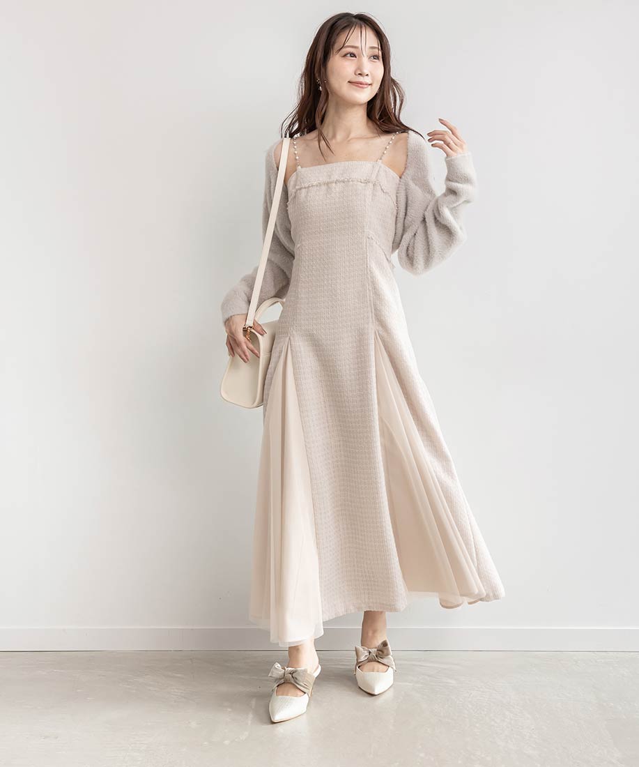 ランダ RANDA ビッグベロアリボンミュールパンプス （WHITE） WHITE