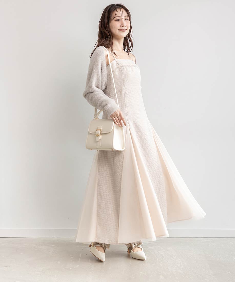 ランダ RANDA ビッグベロアリボンミュールパンプス （WHITE） WHITE
