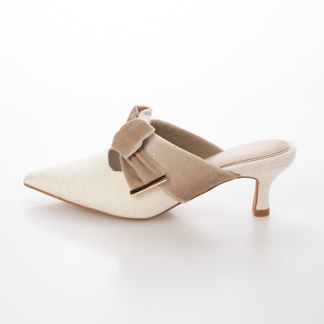 ランダ RANDA ビッグベロアリボンミュールパンプス （WHITE） WHITE
