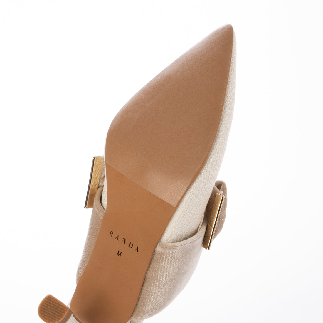 ランダ RANDA ビッグベロアリボンミュールパンプス （WHITE） WHITE