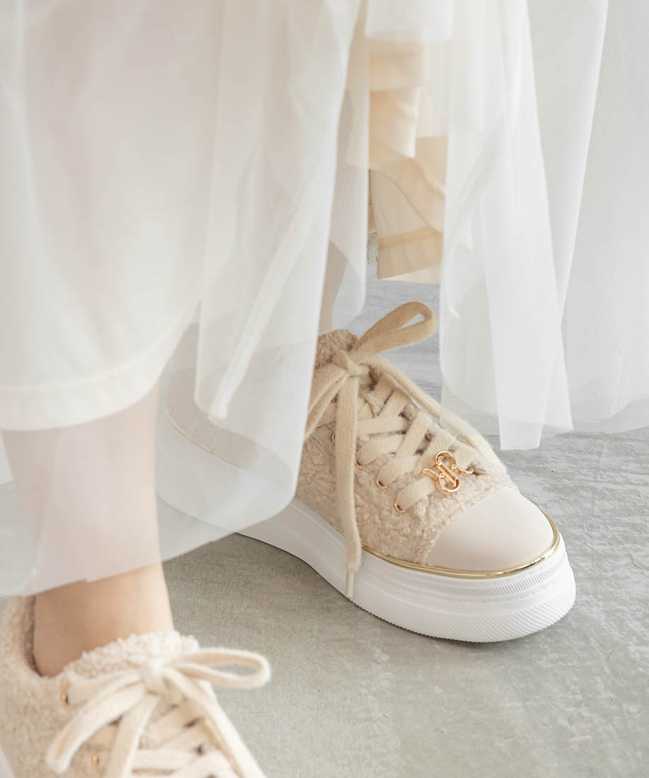 ランダ RANDA ★ 2WAYモノグラムパーツボアスニーカー （BEIGE） BEIGE