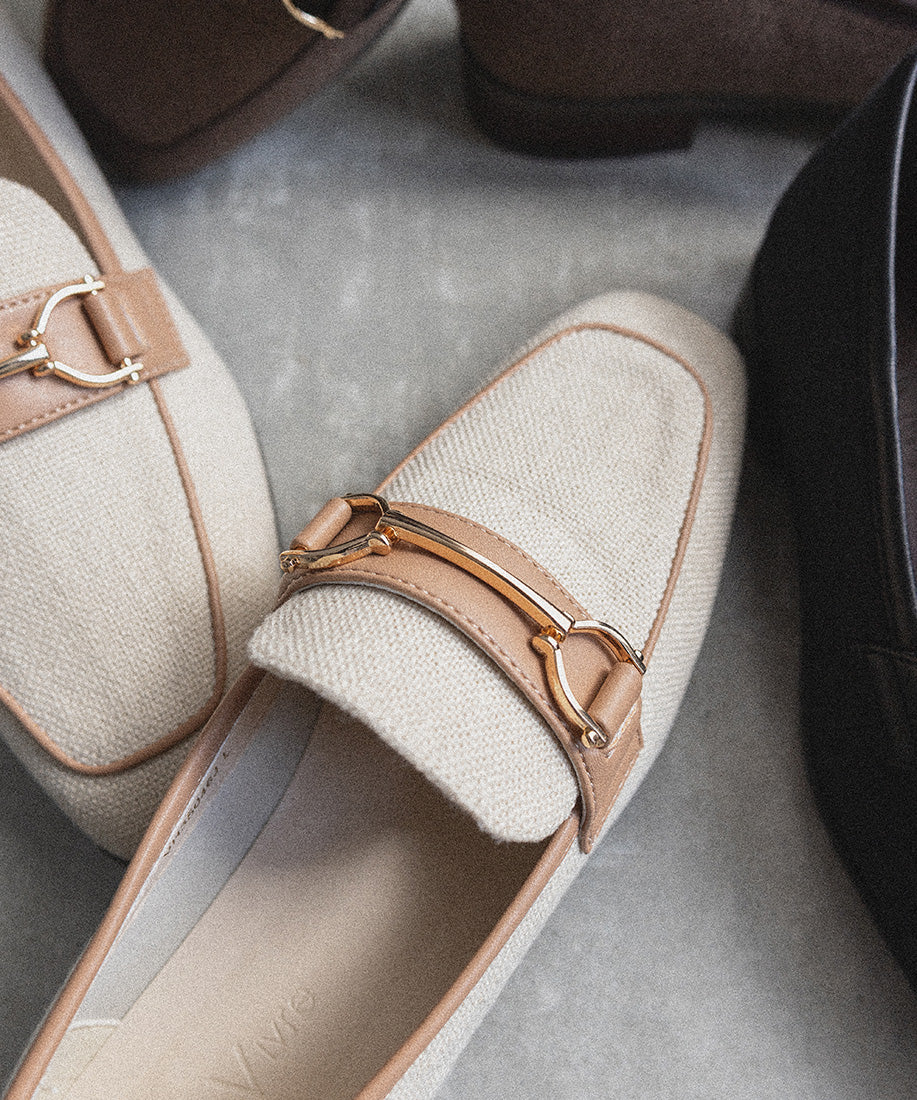 ランダ RANDA 【A de Vivre】サステナブル キャンバスビットローファー（BEIGE） BEIGE