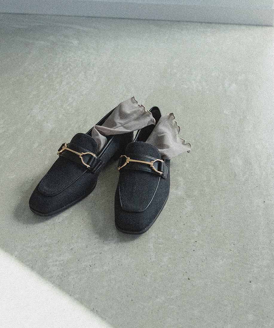 ランダ RANDA 【A de Vivre】サステナブル キャンバスビットローファー（BLACK） BLACK