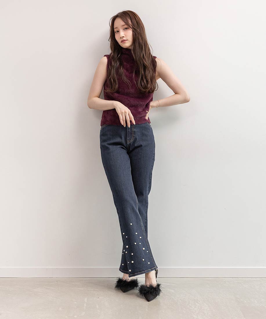 ランダ RANDA ★ ファーデザインストラップパンプス （BLACK） BLACK