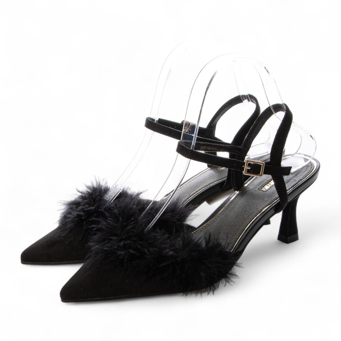 ランダ RANDA ★ ファーデザインストラップパンプス （BLACK） BLACK