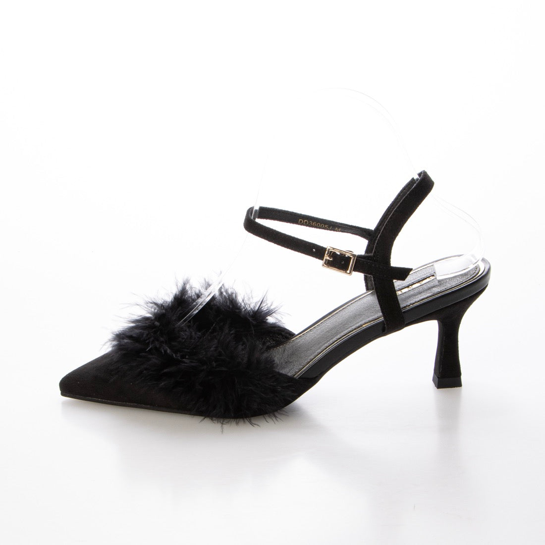 ランダ RANDA ★ ファーデザインストラップパンプス （BLACK） BLACK