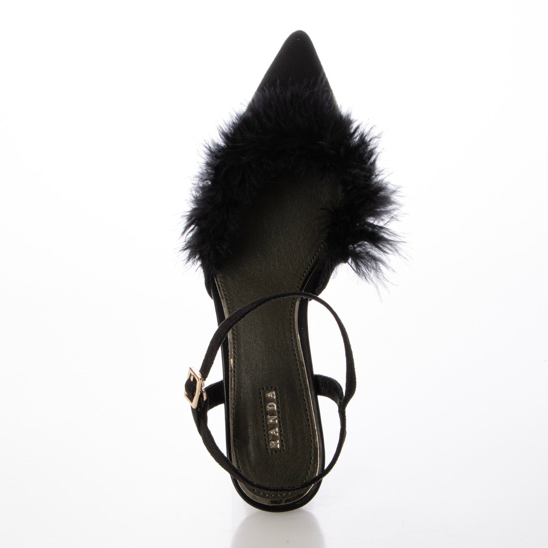 ランダ RANDA ★ ファーデザインストラップパンプス （BLACK） BLACK