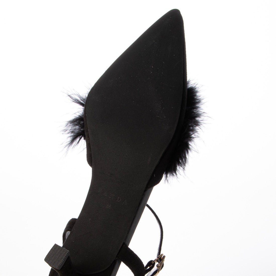 ランダ RANDA ★ ファーデザインストラップパンプス （BLACK） BLACK