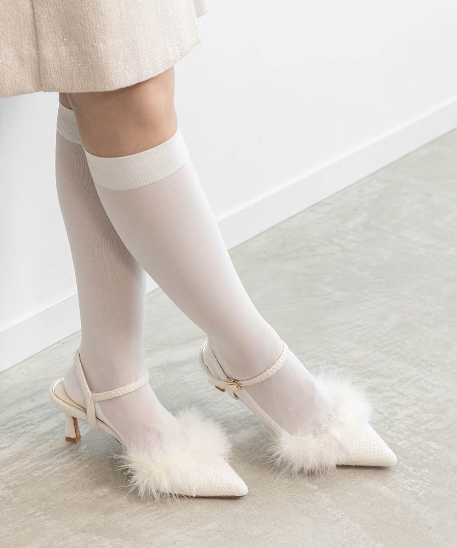 ランダ RANDA ★ ファーデザインストラップパンプス （IVORY） IVORY