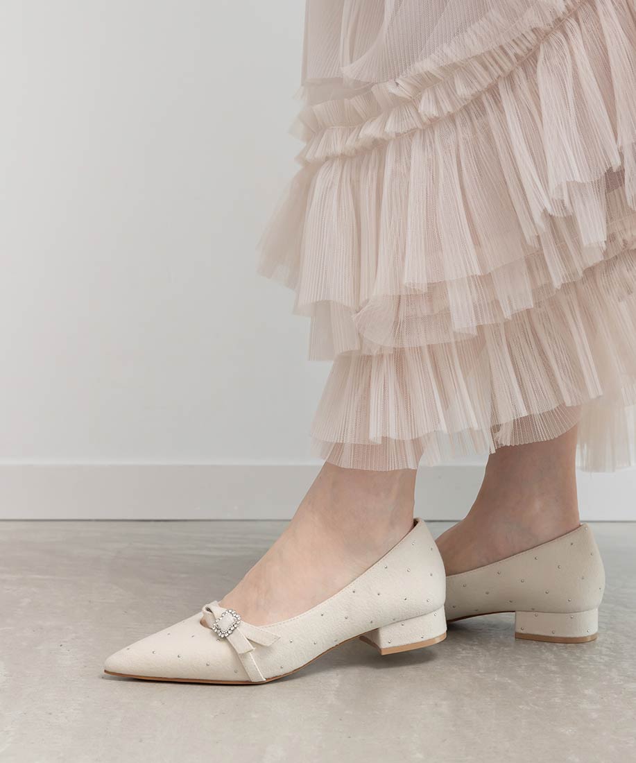 ランダ RANDA ★ ビジューパーツフラットパンプス （IVORY） IVORY