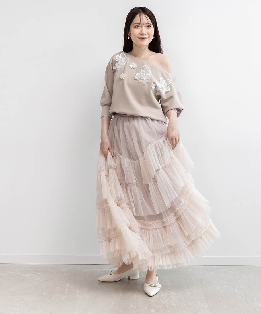 ランダ RANDA ★ ビジューパーツフラットパンプス （IVORY） IVORY