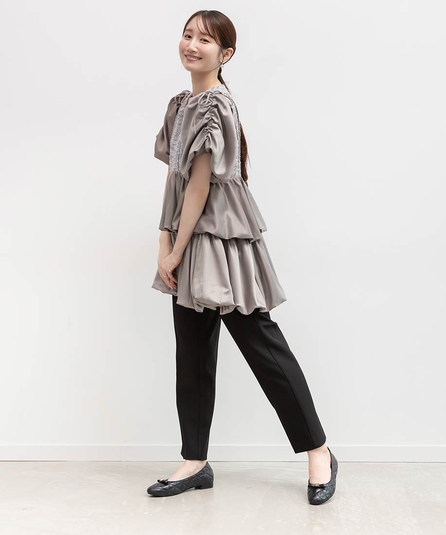 ランダ RANDA キルティングラウンドトゥフラットパンプス （BLACK） BLACK