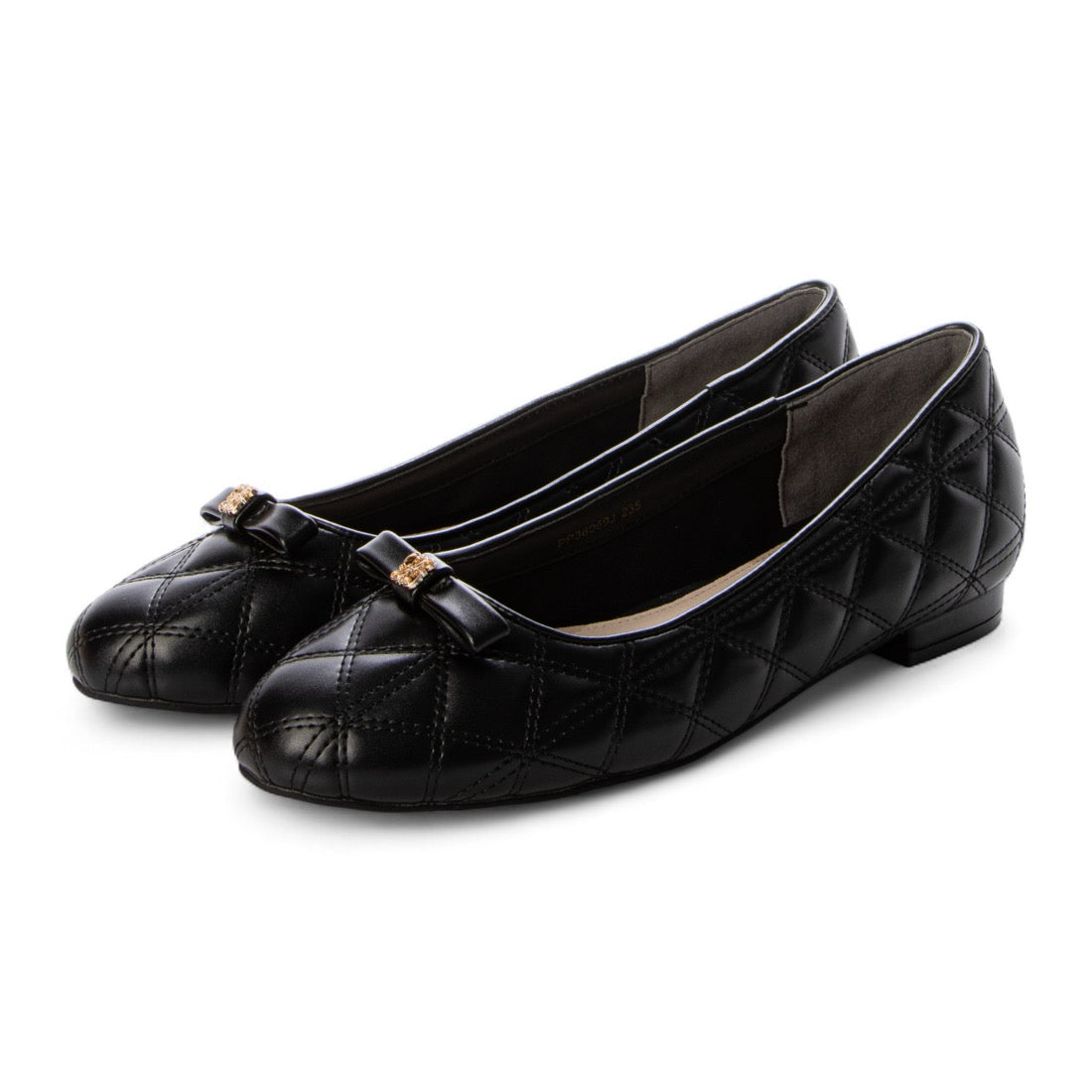 ランダ RANDA キルティングラウンドトゥフラットパンプス （BLACK） BLACK