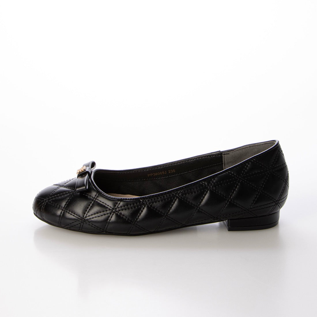 ランダ RANDA キルティングラウンドトゥフラットパンプス （BLACK） BLACK