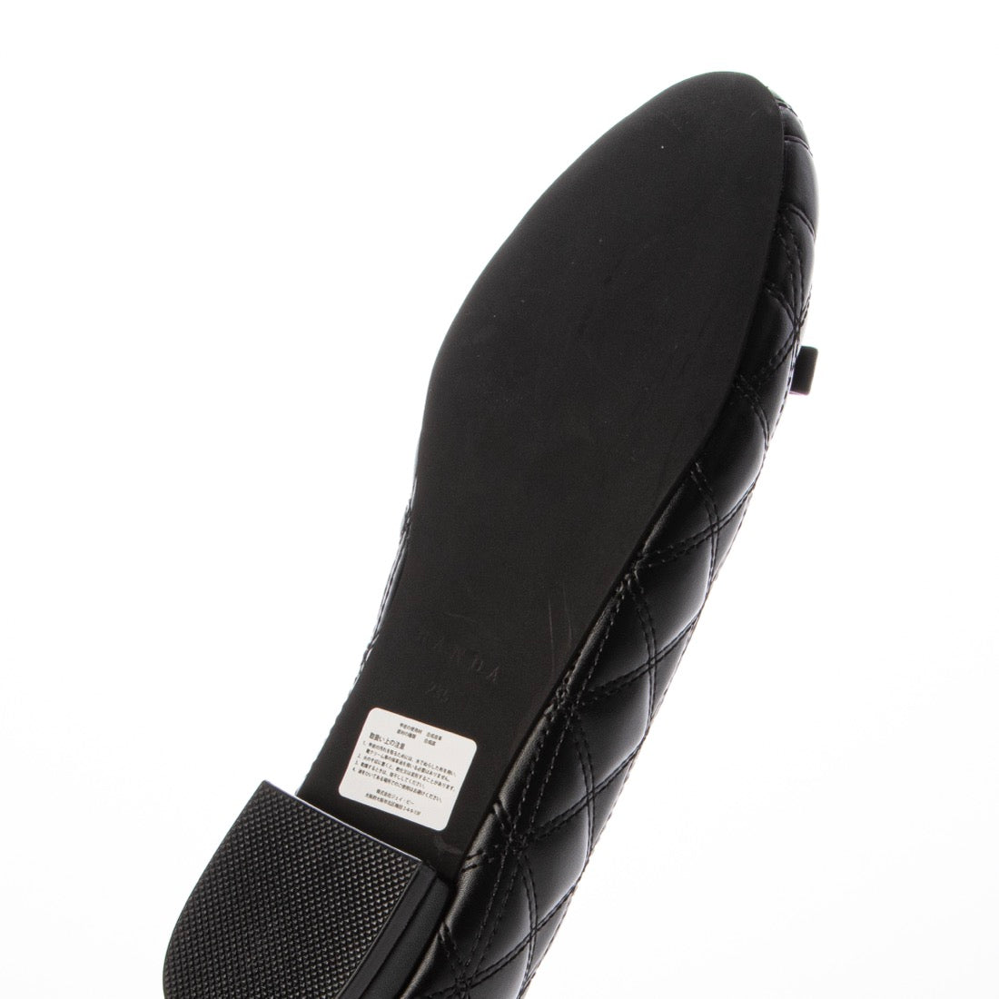 ランダ RANDA キルティングラウンドトゥフラットパンプス （BLACK） BLACK