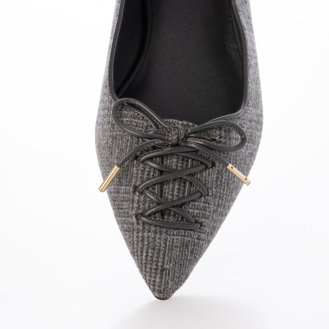 ランダ RANDA レースアップデザインフラットパンプス （GRAY） GRAY