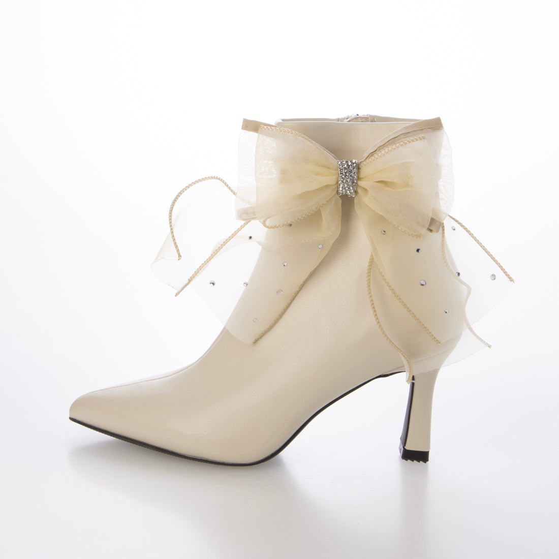 ランダ RANDA 2WAY シアーリボンショートブーツ （IVORY） IVORY
