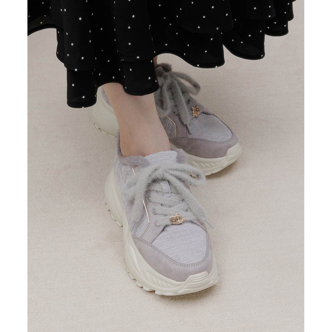 ランダ RANDA 【TOM and JERRY】ファーデザインスニーカー （GRAY） GRAY