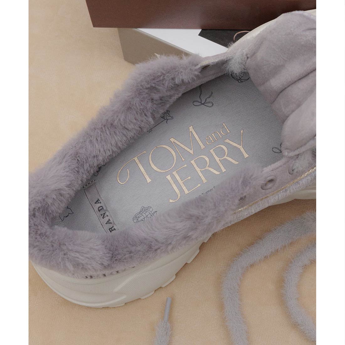 ランダ RANDA 【TOM and JERRY】ファーデザインスニーカー （GRAY） GRAY