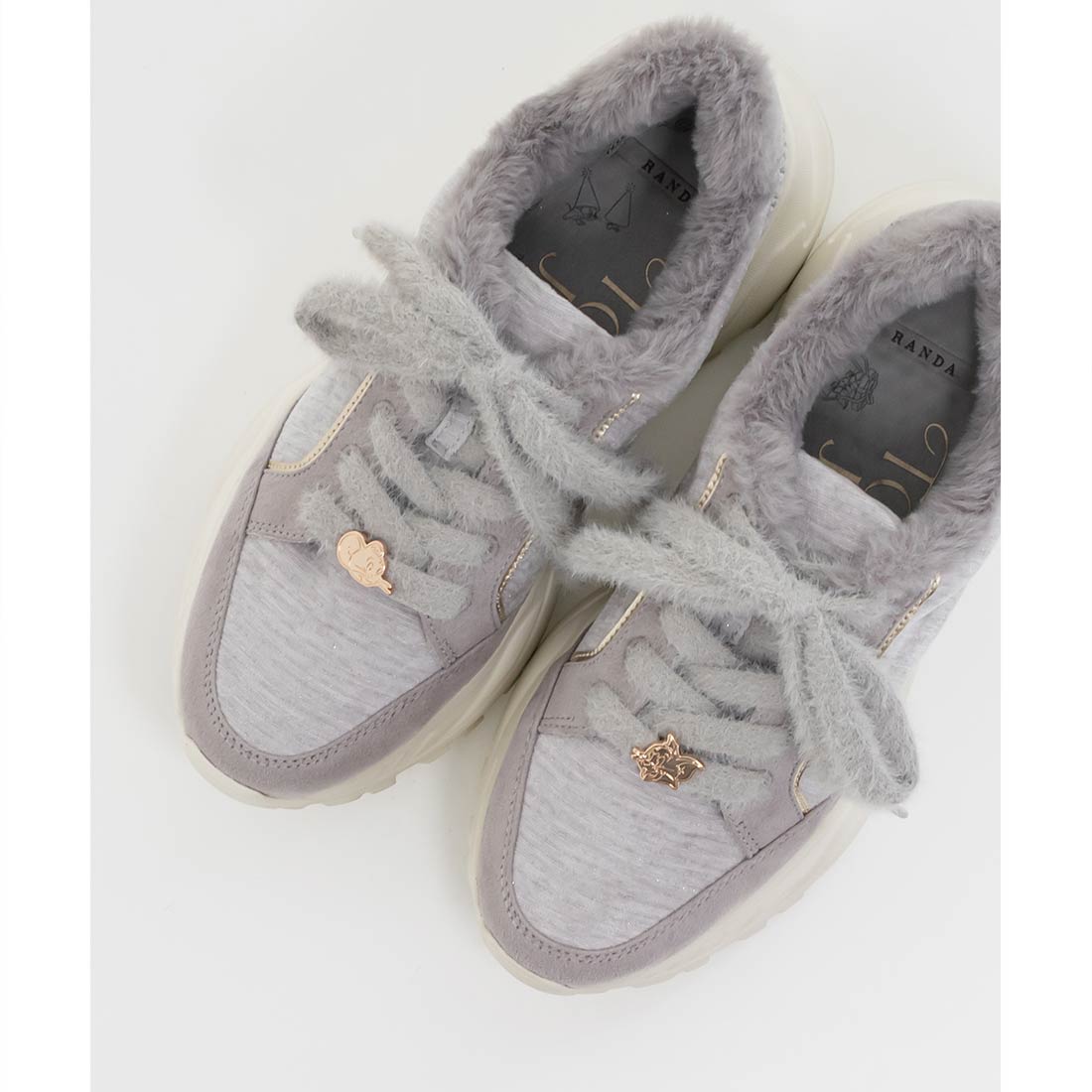 ランダ RANDA 【TOM and JERRY】ファーデザインスニーカー （GRAY） GRAY