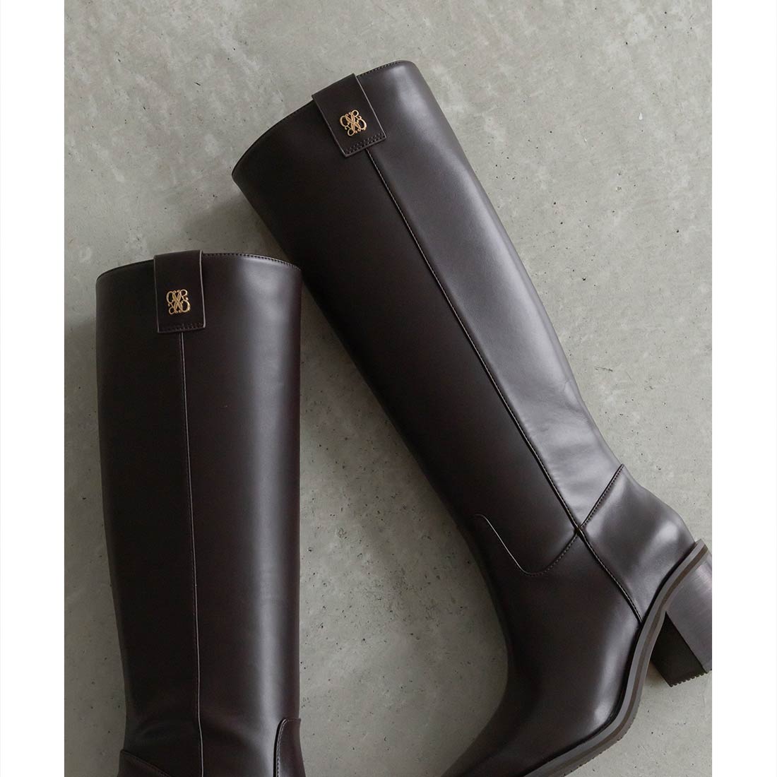 ランダ RANDA 晴雨兼用 モノグラムゴールドパーツロングブーツ （D.BROWN） D.BROWN