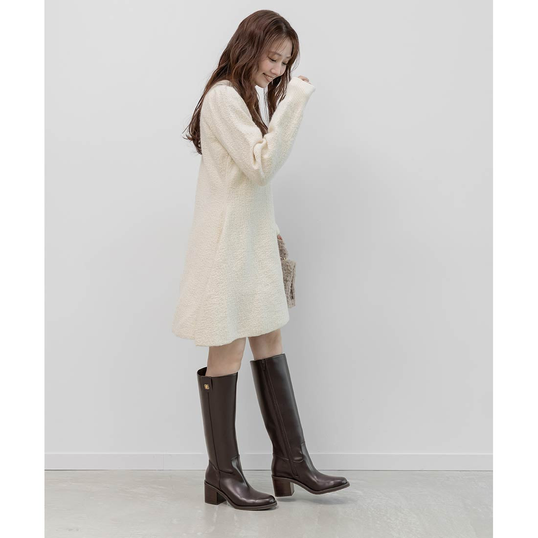 ランダ RANDA 晴雨兼用 モノグラムゴールドパーツロングブーツ （D.BROWN） D.BROWN