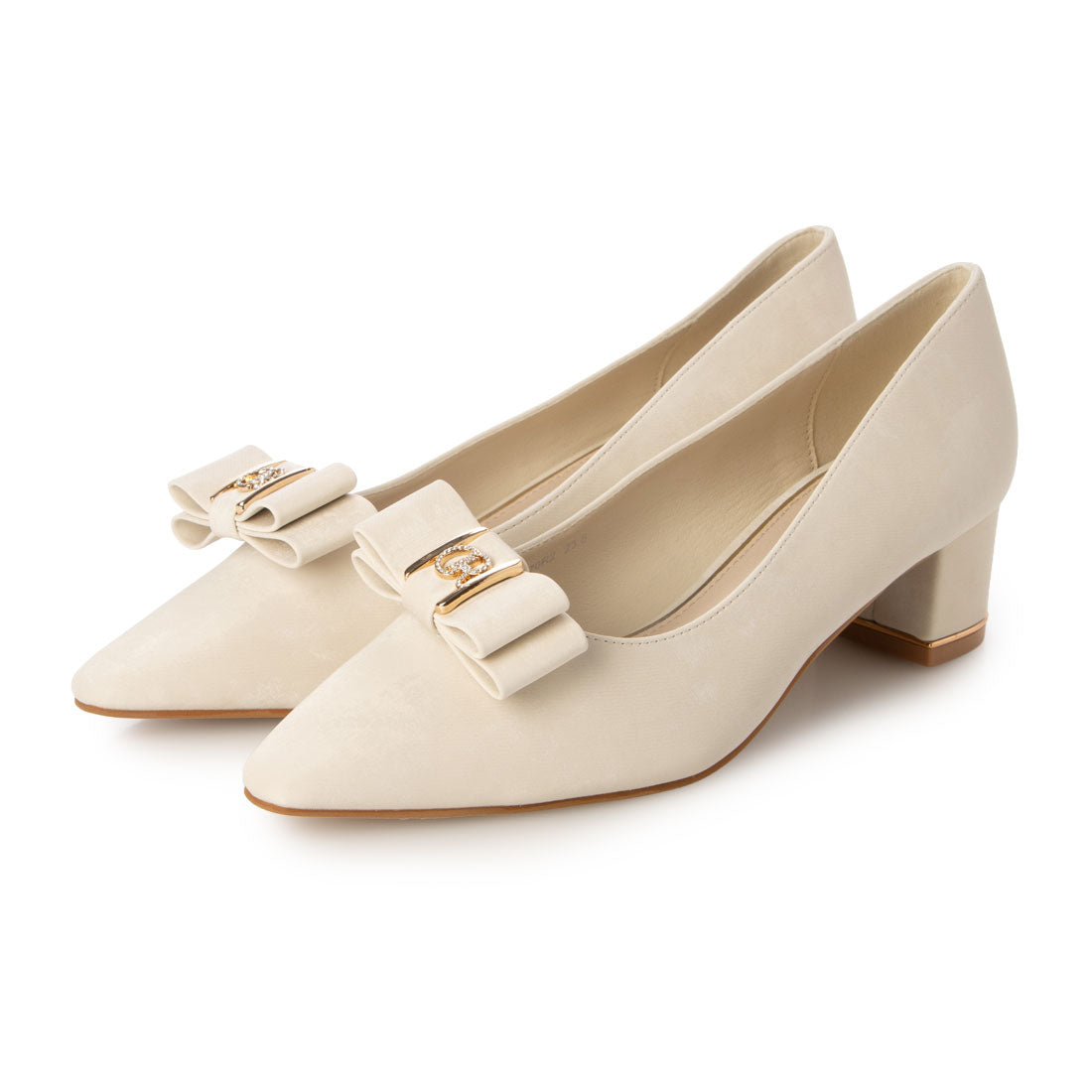 ランダ RANDA 2WAY ビジューモノグラムリボンパンプス （IVORY） IVORY