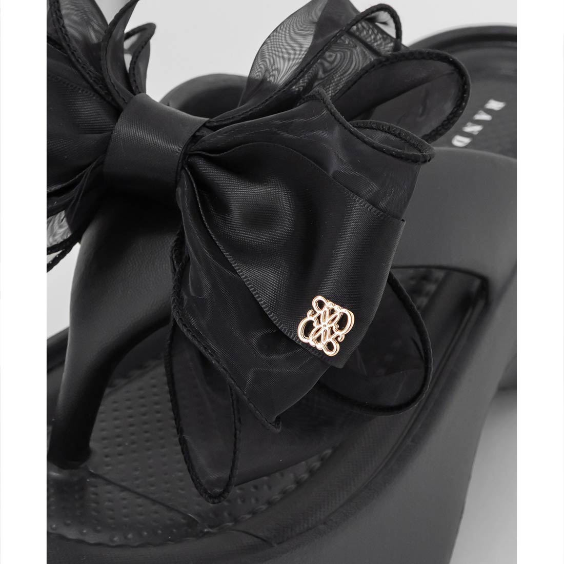 ランダ RANDA 2WAY シアーリボンボリュームソールトングサンダル （BLACK） BLACK