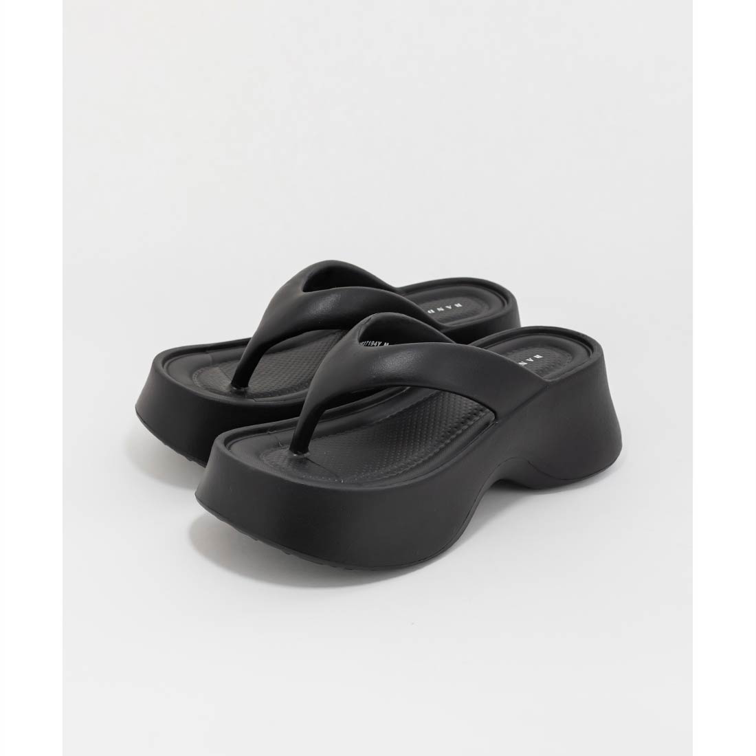 ランダ RANDA 2WAY シアーリボンボリュームソールトングサンダル （BLACK） BLACK