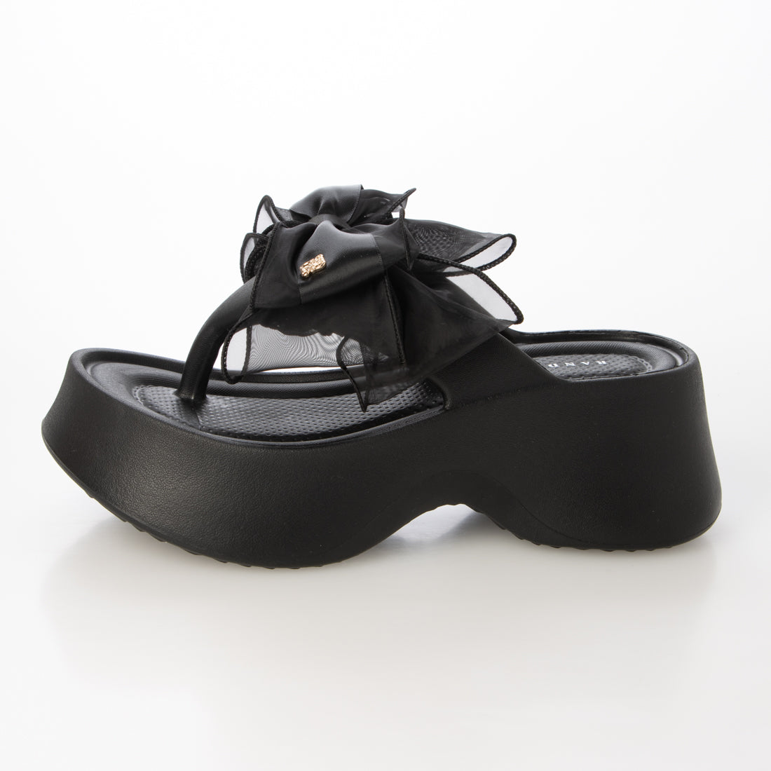 ランダ RANDA 2WAY シアーリボンボリュームソールトングサンダル （BLACK） BLACK