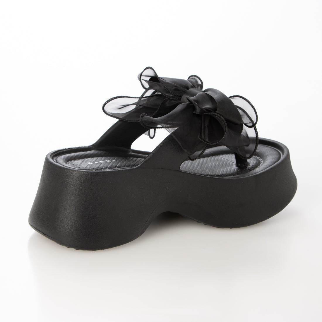 ランダ RANDA 2WAY シアーリボンボリュームソールトングサンダル （BLACK） BLACK