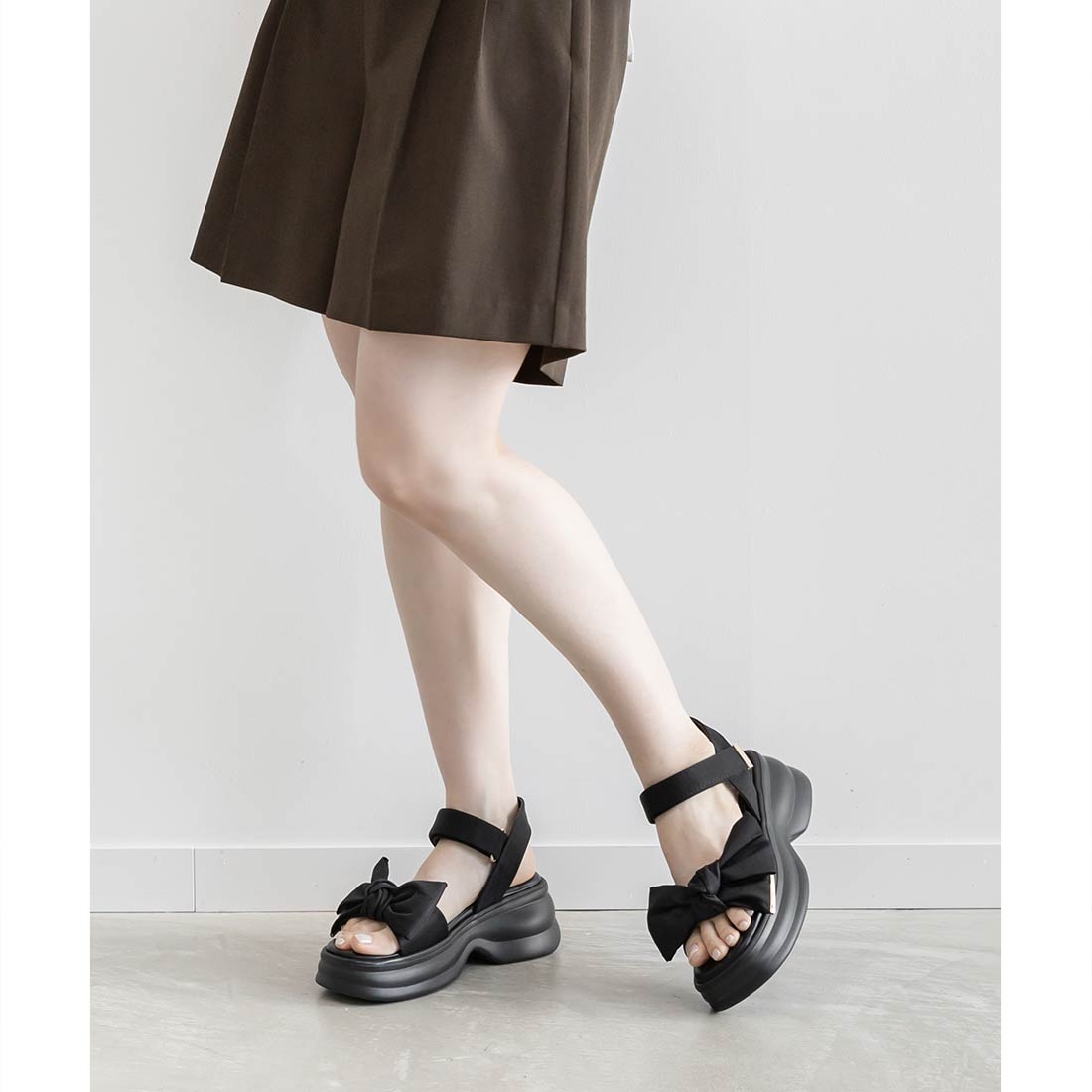 ランダ RANDA ビッグリボンスポーツサンダル （BLACK） BLACK