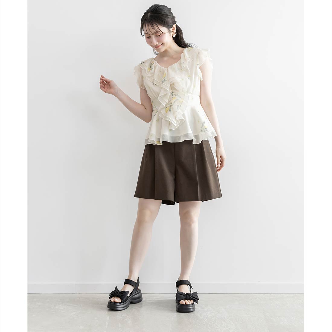 ランダ RANDA ビッグリボンスポーツサンダル （BLACK） BLACK