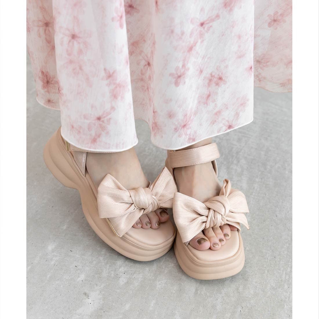ランダ RANDA ビッグリボンスポーツサンダル （PINK） PINK