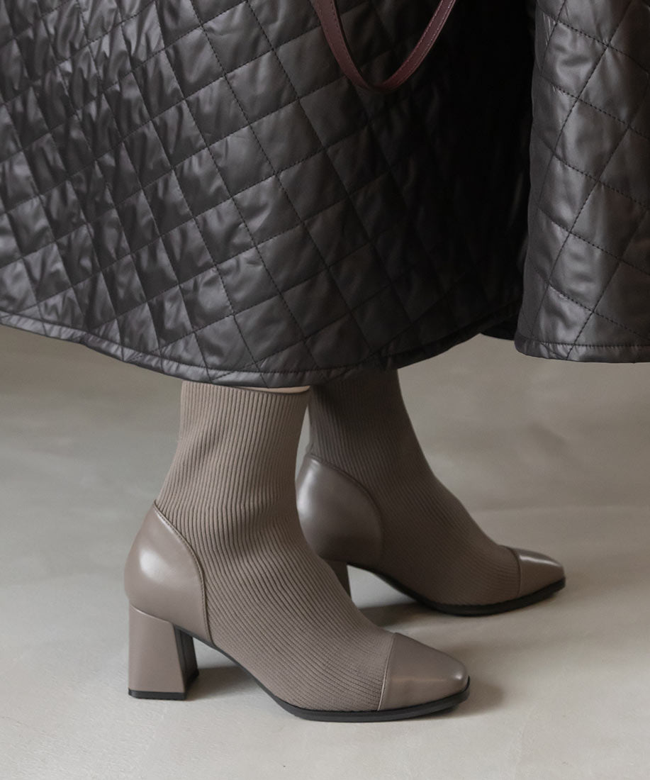 ランダ RANDA ストレッチ チャンキーヒールニットブーツ