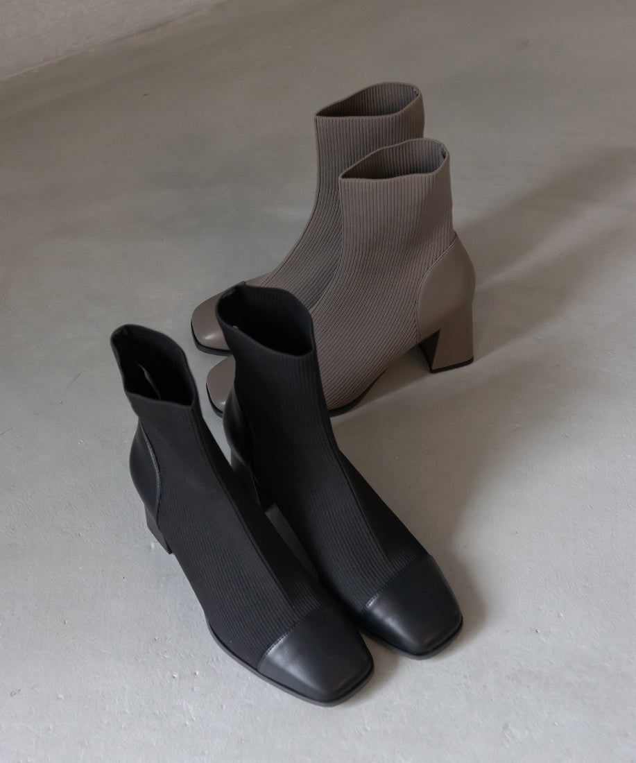 ランダ RANDA ストレッチ チャンキーヒールニットブーツ