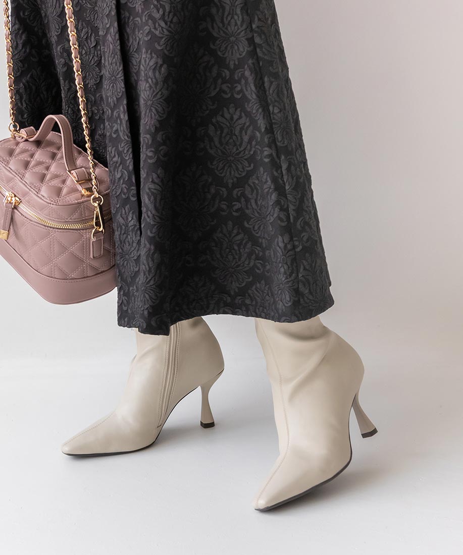 ランダ RANDA ストレッチ センターシームショートブーツ,IVORY