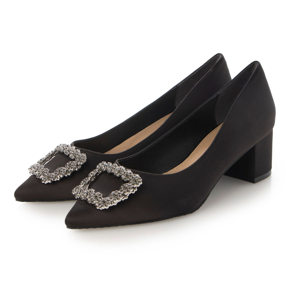 ランダ RANDA ビジューパーツチャンキーヒールパンプス （BLACK） BLACK