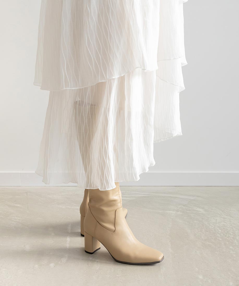 ランダ RANDA 晴雨兼用 スクエアトゥロングブーツ （BEIGE） BEIGE