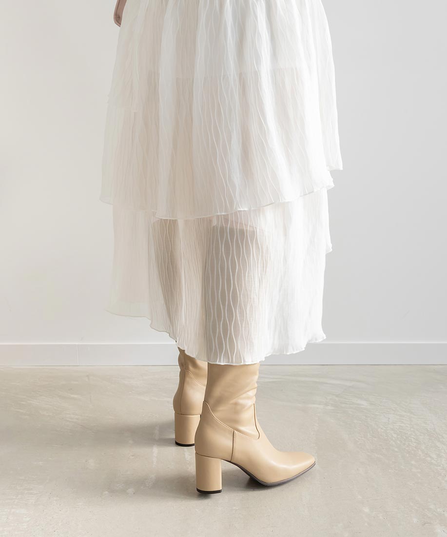 ランダ RANDA 晴雨兼用 スクエアトゥロングブーツ （BEIGE） BEIGE