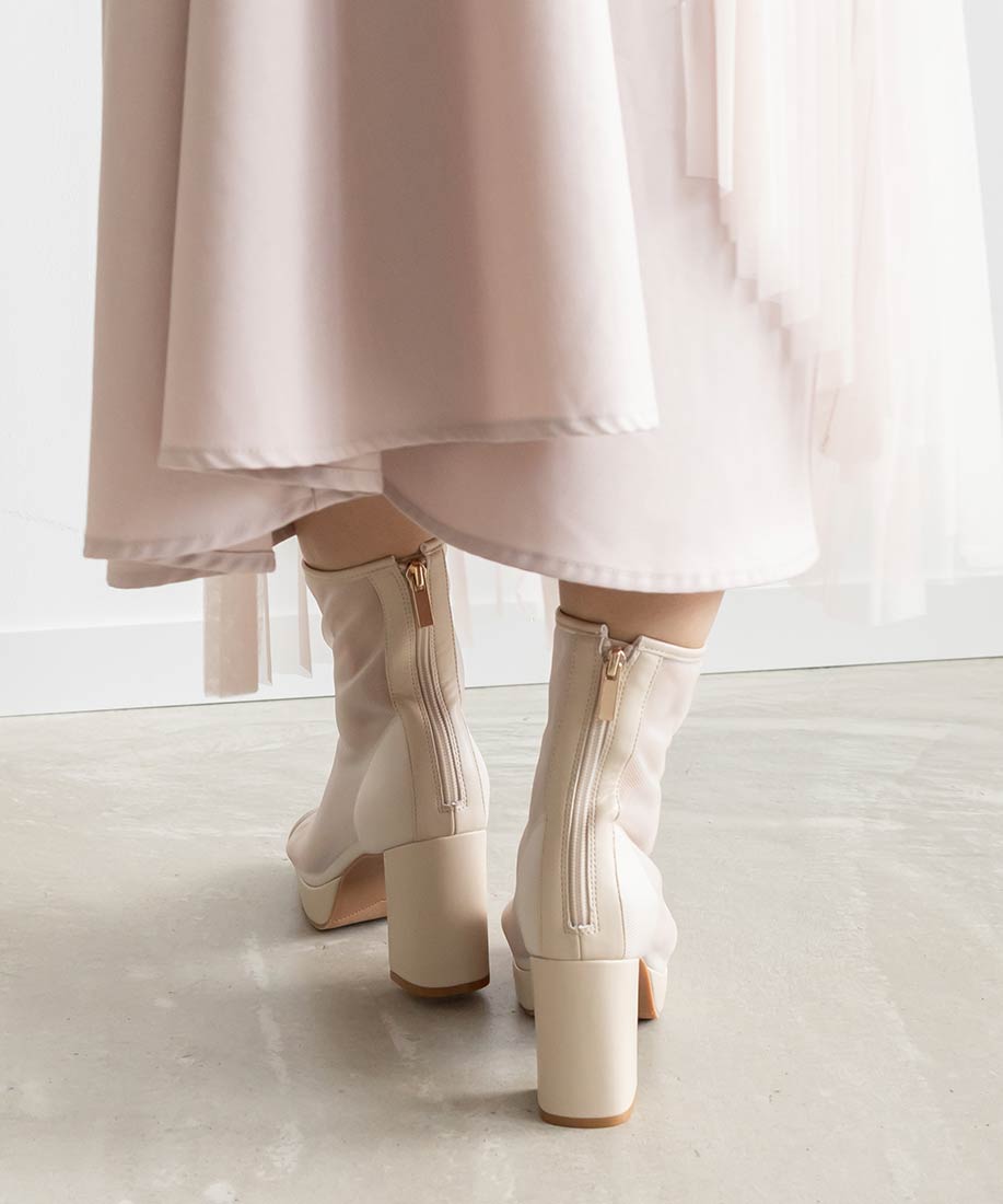 ランダ RANDA プラットフォームオープントゥシアーブーツ （IVORY） IVORY