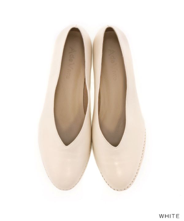 ランダ RANDA 【A de Vivre】【本革】ステッチソフトレザーパンプス（WHITE） WHITE