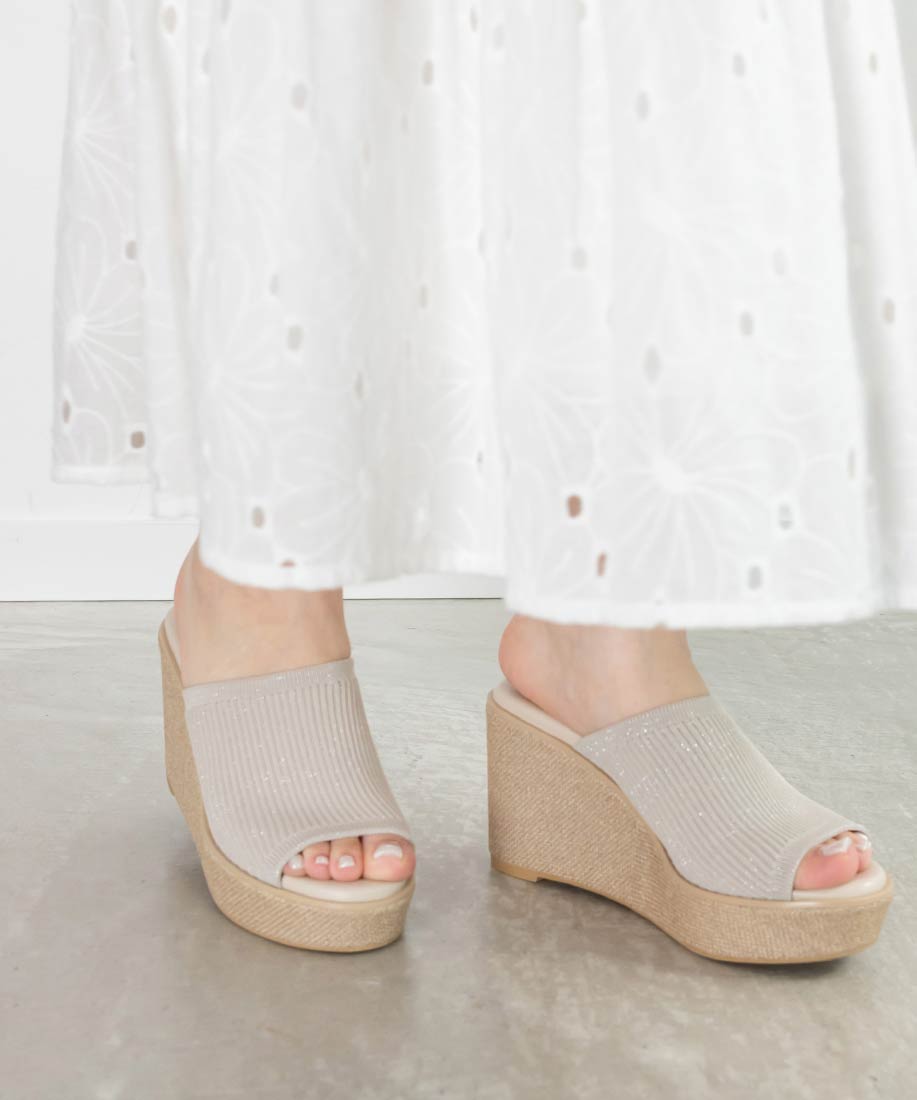 ランダ RANDA 【SUSTAINABLE】ウェッジヒールニットサンダル （L.GRAY） L.GRAY