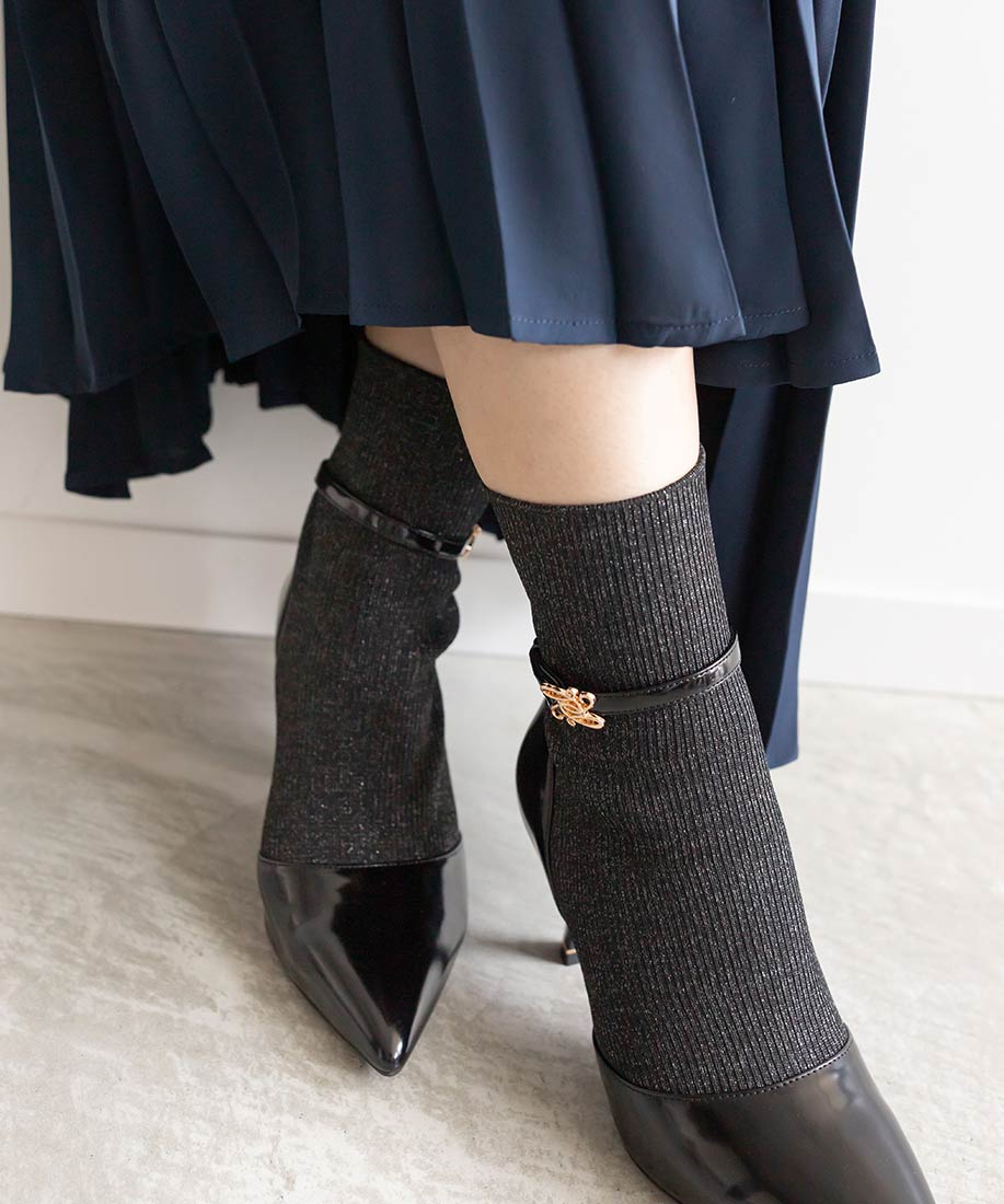 ランダ RANDA ゴールドパーツニットドッキングブーツ （BLACK） BLACK
